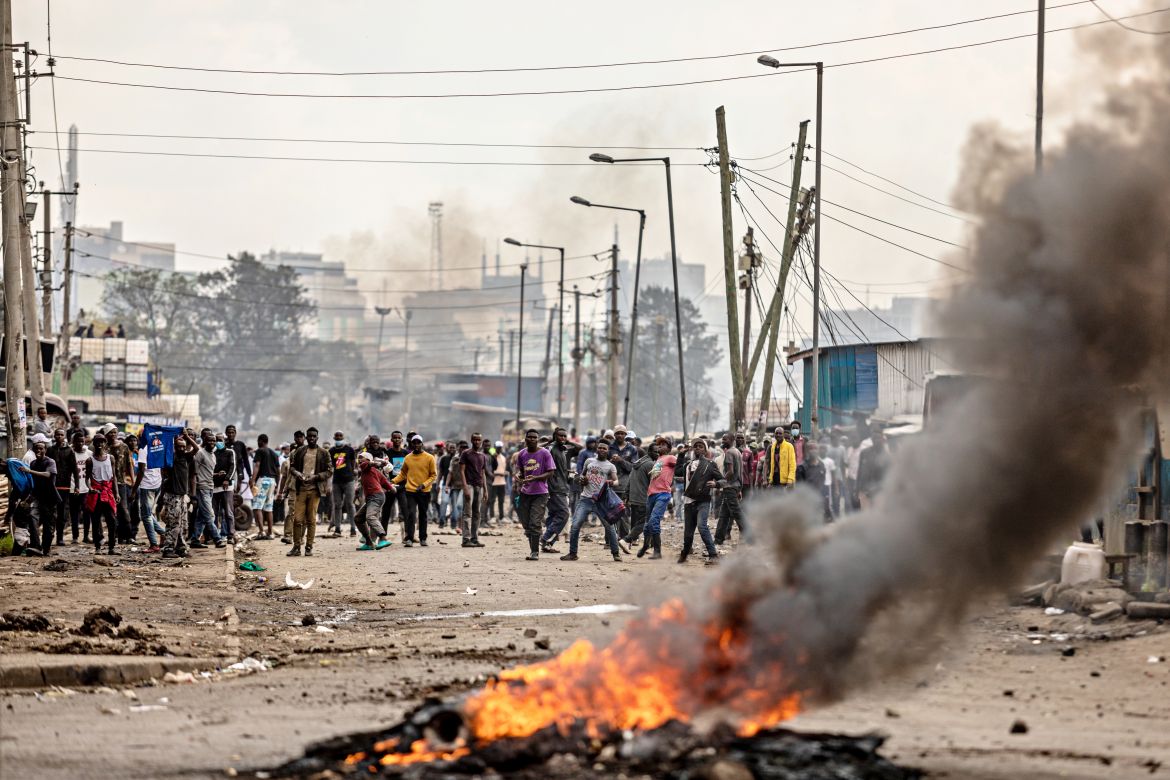 The protests are part of nationwide demonstrations called by opposition leader Raila Odinga over tax hikes and the high cost of living in the country.