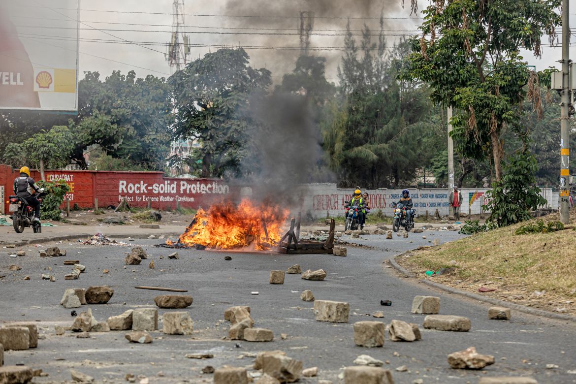 Protesters also used stones and burning tires to block roads, bringing traffic to a standstill.