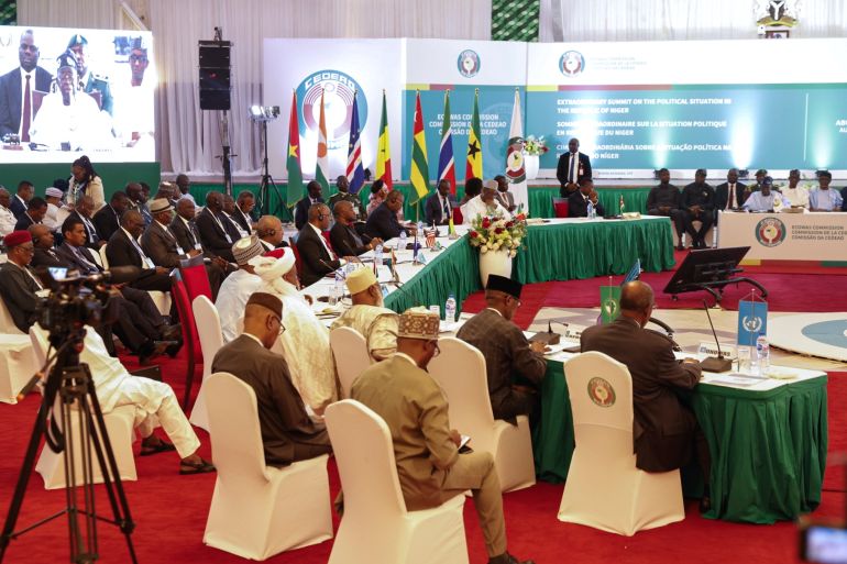 Leaders of the Economic Community of West African States (Ecowas) meet to discuss the political situation in Niger, in Abuja
