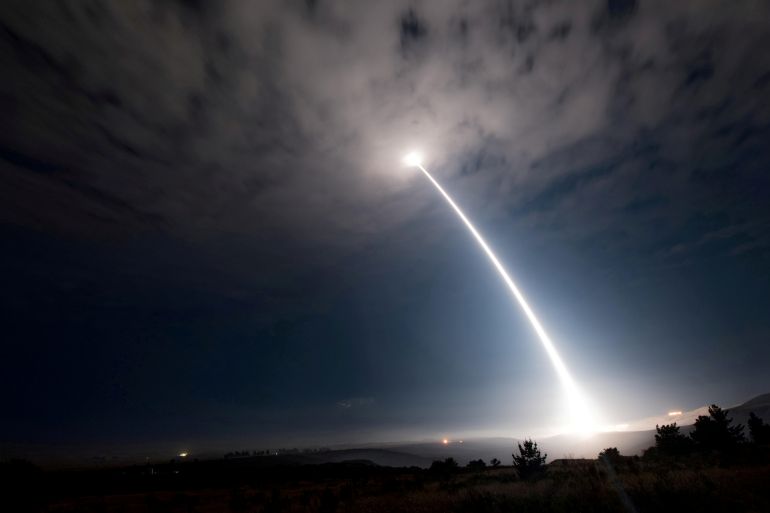 An unarmed Minuteman III intercontinental ballistic missile launches during an operational test at 2:10 a.m. Pacific Daylight Time at Vandenberg Air Force Base, California, U.S., August 2, 2017. Picture taken August 2, 2017. To Match Special Report USA-NUCLEAR/ICBM U.S. Air Force/Senior Airman Ian Dudley/Handout via REUTERS ATTENTION EDITORS - THIS IMAGE WAS PROVIDED BY A THIRD PARTY