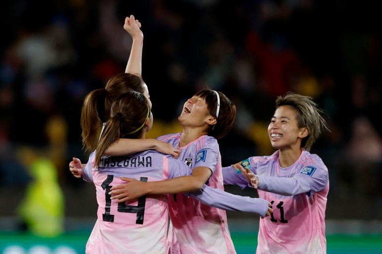 Japan's Risa Shimizu celebrates scoring their second goal
