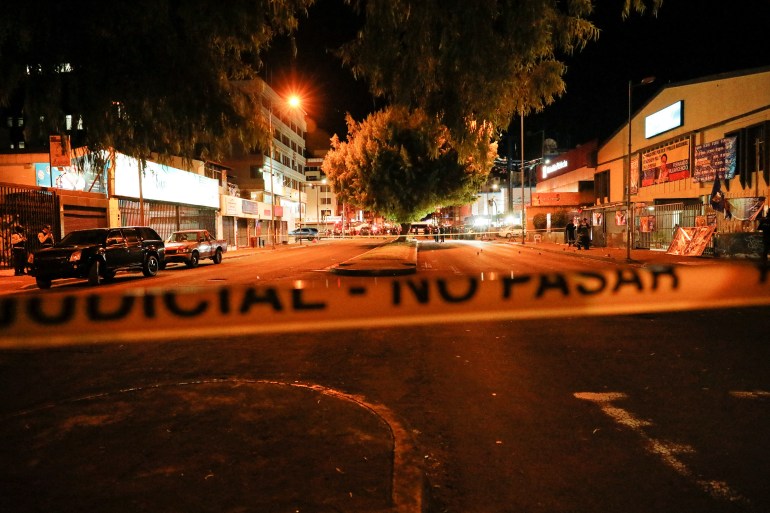 The scene where Ecuadorian presidential candidate Villavicencio was killed in Quito
