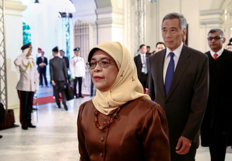 Outgoing Singapore president Halimah Yacob who is stepping down after serving a single six-year term