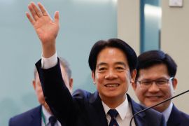 Taiwan's Vice President William Lai waves at Taoyuan International Airport