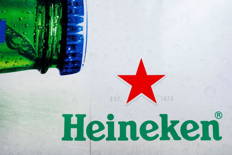 The logo of Heineken beer is seen on a delivery truck in Nijmegen, Netherlands