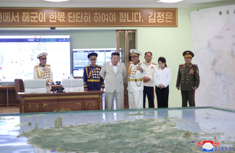 North Korean leader Kim Jong Un visits the Naval Command of the Korean People's Army (KPA) on the occasion of the Navy Day, in North Korea, in this picture released by North Korea's Korean Central News Agency (KCNA) and obtained by Reuters on August 29, 2023. KCNA via REUTERS ATTENTION EDITORS - THIS IMAGE WAS PROVIDED BY A THIRD PARTY. REUTERS IS UNABLE TO INDEPENDENTLY VERIFY THIS IMAGE. NO THIRD PARTY SALES. SOUTH KOREA OUT. NO COMMERCIAL OR EDITORIAL SALES IN SOUTH KOREA.