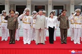 North Korean leader Kim Jong Un visits the Naval Command of the Korean People's Army