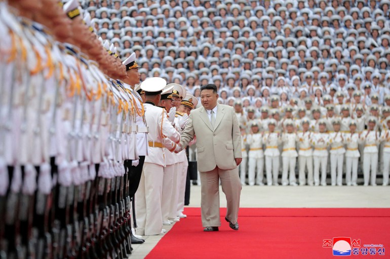 North Korean leader Kim Jong Un visits the Naval Command of the Korean People's Army (KPA) on the occasion of the Navy Day, in North Korea, in this picture released by North Korea's Korean Central News Agency (KCNA) and obtained by Reuters on August 29, 2023. KCNA via REUTERS ATTENTION EDITORS - THIS IMAGE WAS PROVIDED BY A THIRD PARTY. REUTERS IS UNABLE TO INDEPENDENTLY VERIFY THIS IMAGE. NO THIRD PARTY SALES. SOUTH KOREA OUT. NO COMMERCIAL OR EDITORIAL SALES IN SOUTH KOREA. TPX IMAGES OF THE DAY