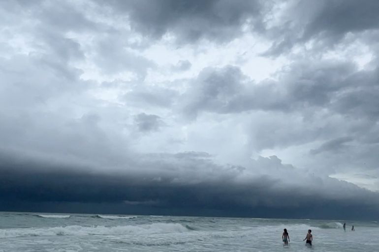 A view of the Lido Key Beach as Hurricane Idalia approaches, in Sarasota, Florida