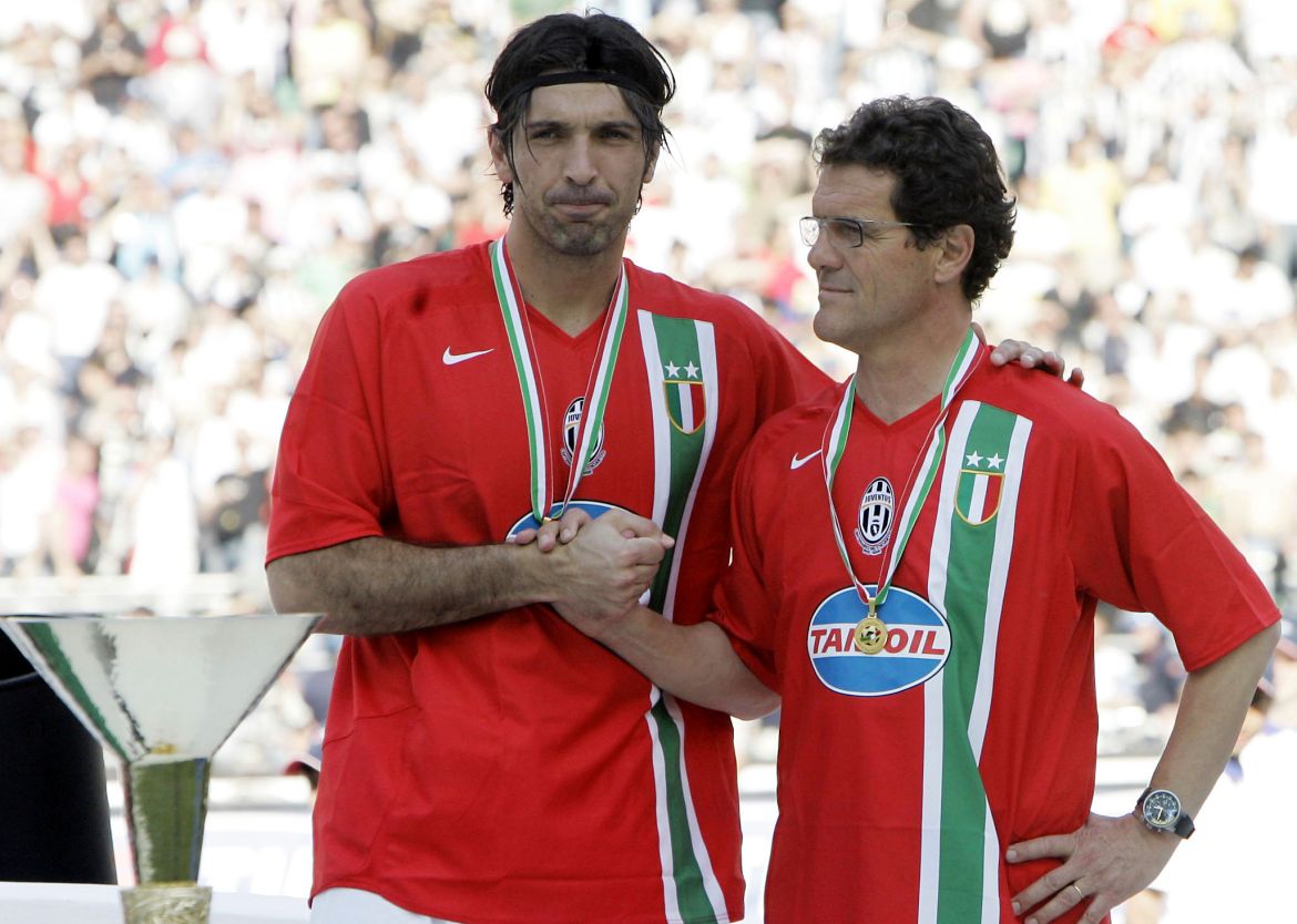 uventus goalkeeper Gianluigi Buffon, left, and coach Fabio Capello