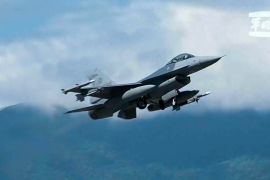 In this grab from video released by the Taiwan Military News Agency, a F-16s takes off from Hualien Airbase in Taiwan's southeastern Hualien county, Sunday, Aug. 20, 2023. Taiwan deployed aircraft and vessels and activated land-based missile systems after the Chinese military launched drills around Taiwan on Saturday as a "stern warning" over what it called collusion between "separatists and foreign forces," its defense ministry said, days after the island's vice president stopped over in the United States. (Taiwan Military News Agency via AP)