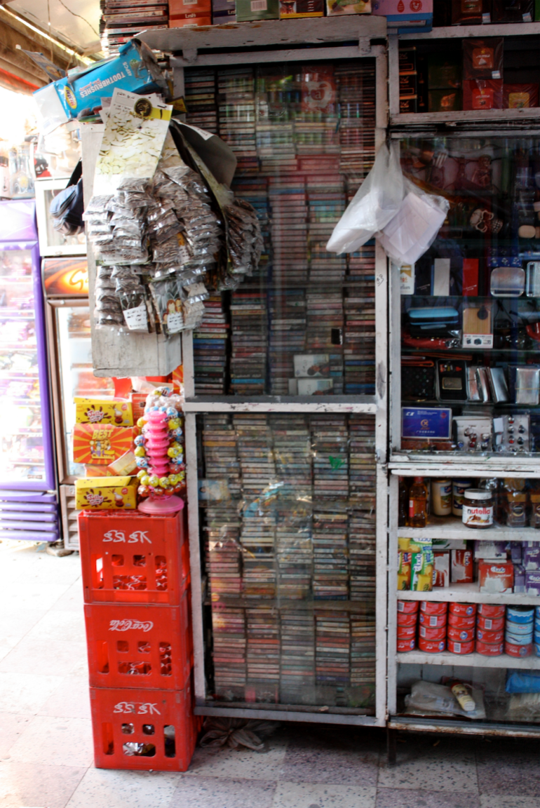 A display of cassettes at a kiosk