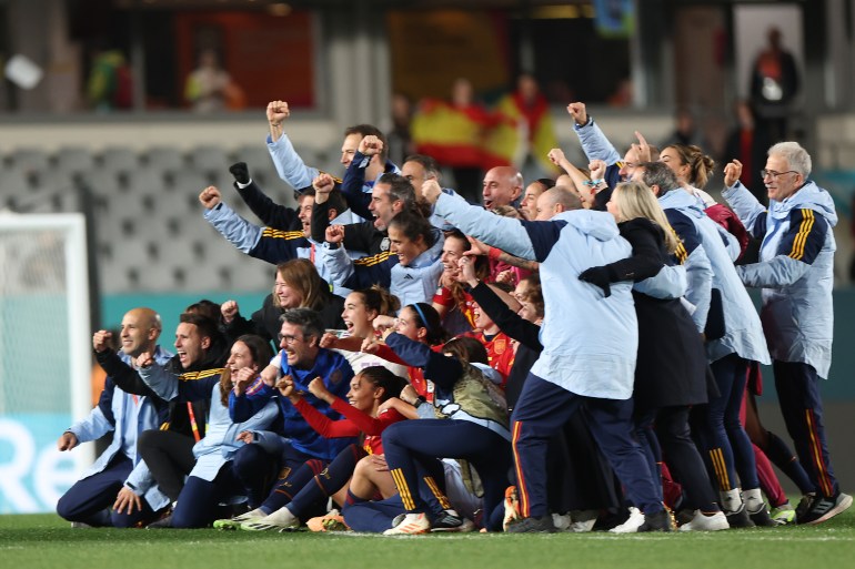 Spain squad celebrate