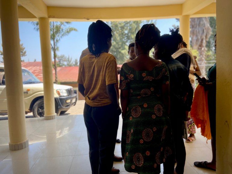 Kevina Irasubiza and Aime meet with other teen mothers at the community center in Karongi district of Rwanda. The women gather regularly, for skill trainings, but also to extend support to each other