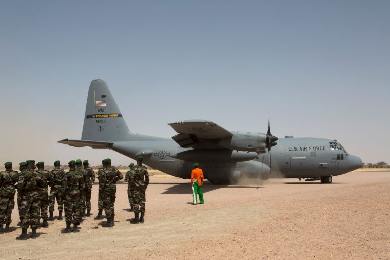 A C-130 US Air Force plane in Niger