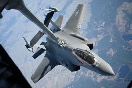 A U.S. Air Force F-35 Lightning II aircraft assigned to the 34th Fighter Squadron receives fuel from a KC-10 Extender aircraft over Poland, February 24, 2022. U.S. Air Force/Senior Airman Joseph Barron/Handout via REUTERS THIS IMAGE HAS BEEN SUPPLIED BY A THIRD PARTY. TPX IMAGES OF THE DA