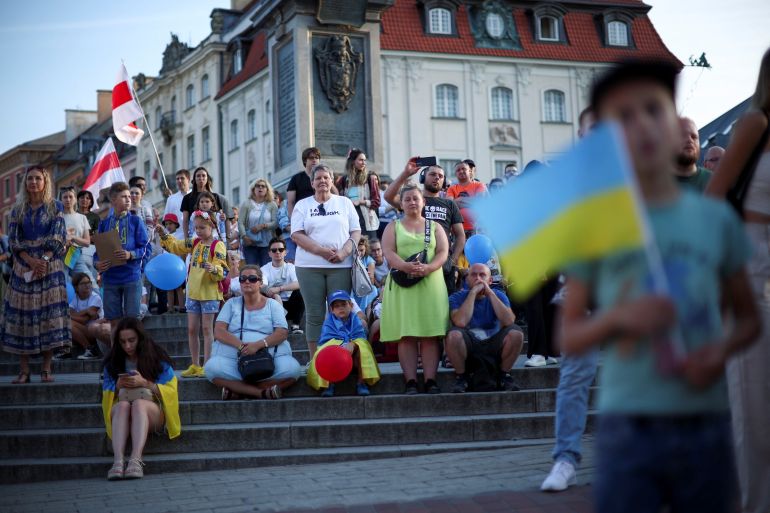 People attend an event for the anniversary of Ukraine's Independence Day in Warsaw, Poland, August 24, 2023. REUTERS/Kacper Pempel