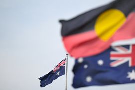 An Aboriginal flag flying alongside the Australian flag