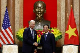 U.S. President Joe Biden meets with Vietnam's President Vo Van Thuong at the Presidential Palace in Hanoi, Vietnam, September 11, 2023. REUTERS/Evelyn Hockstein