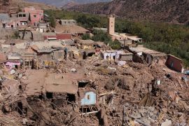 A view shows destroyed houses in the aftermath of a deadly earthquake in the village of Tinmel, Morocco, September 12, 2023. REUTERS/Nacho Doce