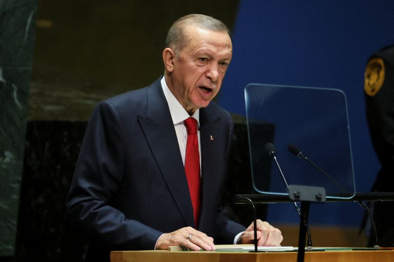 Il presidente turco Tayyip Erdogan parla davanti all'ONU