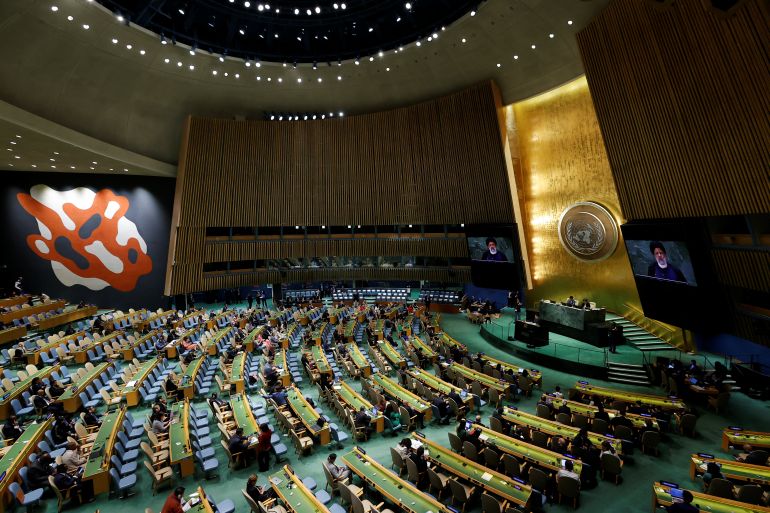 Iran's President Ebrahim Raisi addresses the 78th Session of the U.N. General Assembly in New York City, US, September 19, 2023 [Eduardo Munoz/Reuters]