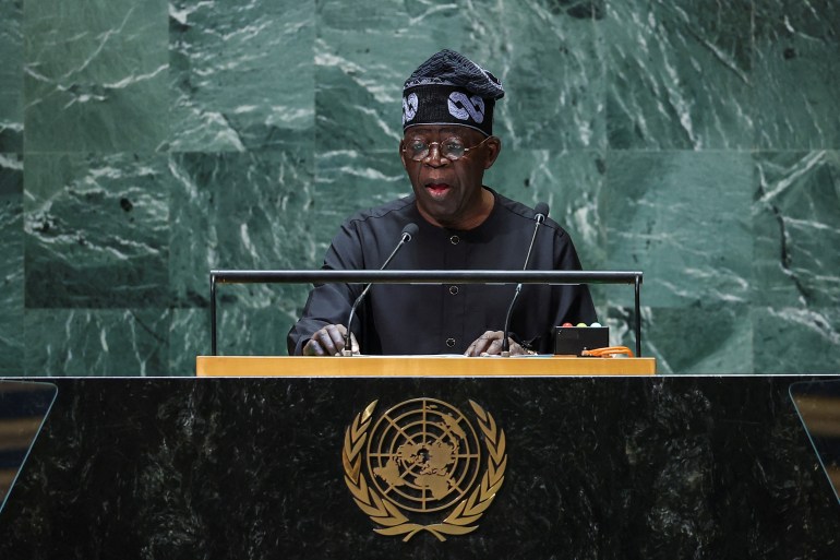 Nigeria's President Bola Ahmed Tinubu addresses the 78th Session of the U.N. General Assembly in New York City, U.S., September 19, 2023.