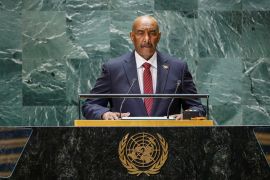 Sudan army chief and president of the Transitional Sovereign Council, Abdel-Fattah al-Burhan addresses the 78th session of the UN General Assembly in New York City on September 21, 2023 [File: Eduardo Munoz/Reuters]