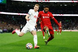 Soccer Football - Premier League - Tottenham Hotspur&#39;s Dejan Kulusevski in action with Liverpool&#39;s Joe Gomez [Peter Cziborra/Action Images via Reuters]