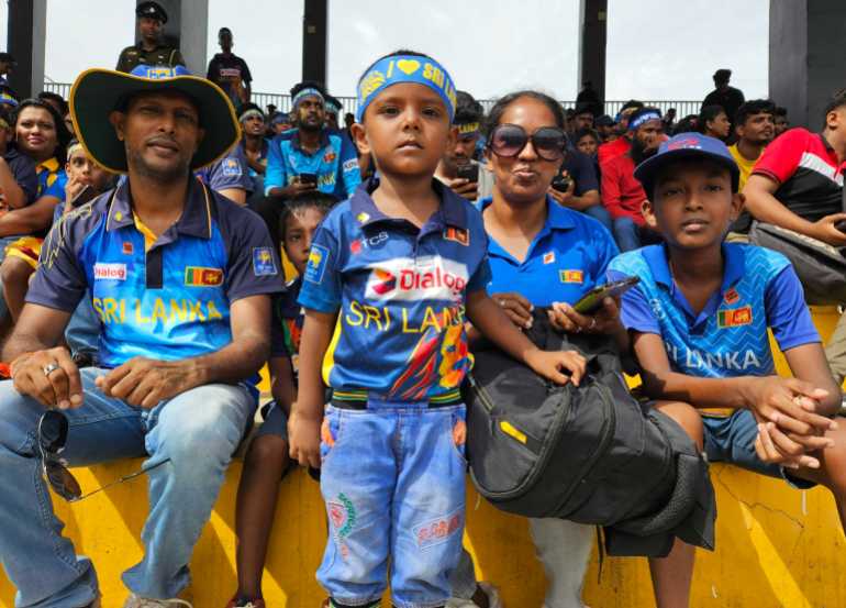 The Rathnayake family in the stands
