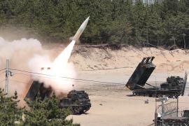 US Army Tactical Missile System in operation in an undisclosed location on South Korea&#39;s east coast during a live-fire exercise in May 2022 [File: South Korean Defence Ministry via AFP]