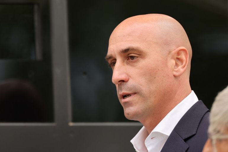 Former president of the Spanish football federation Luis Rubiales leaves the Audiencia Nacional court in Madrid