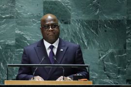 Congolese President Felix-Antoine Tshisekedi Tshilombo addresses the 78th United Nations General Assembly at UN headquarters in New York City on September 20, 2023 [Leonardo Munoz / AFP] (AFP)