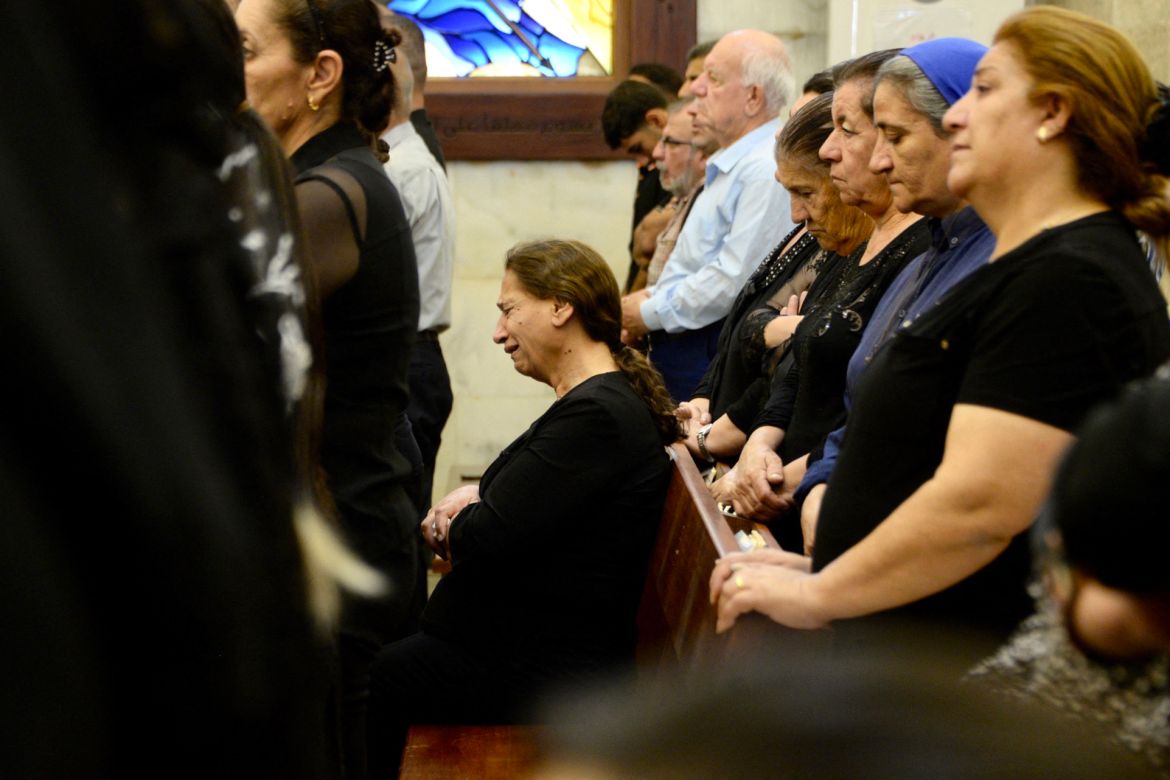 Mourners at church