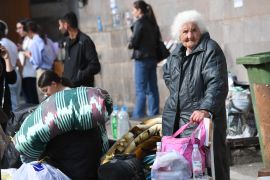 Armenian refugees from Nagorno-Karabakh are seen in the centre of the town of Goris on September 30, 2023 [Karen Minasyan/AFP]