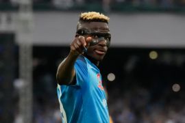 Napoli&#39;s Osimhen helped the Italian team secure a first league title by scoring 31 goals across all competitions last season [Andrew Medichini/AP]