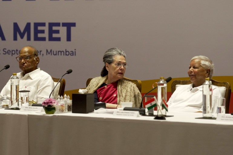A meeting of the INDIA alliance in Mumbai, India
