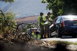 The Hawaii National Guard monitors a checkpoint on Kaniau Road on September 25, as some residents of Lahaina, Hawaii, were allowed to visit the remains of their homes [Mengshin Lin/AP Photo]