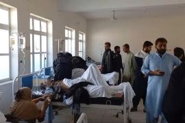Injured victims of the bomb explosion are treated at a hospital, in Mastung near Quetta [District Police Office via AP]