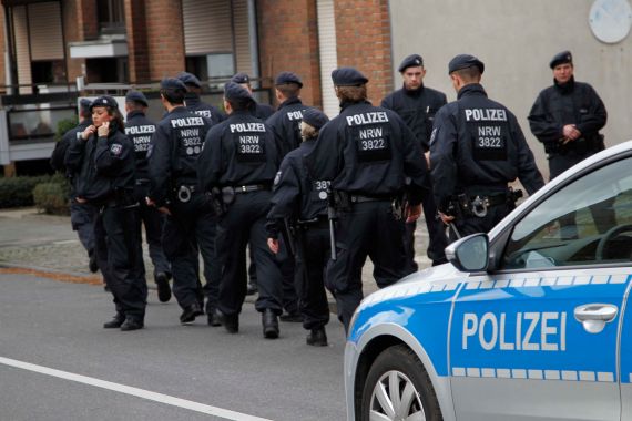 Police patrol in Alsdorf, near Aachen, western Germany