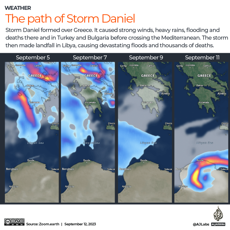 The path of Storm Daniel