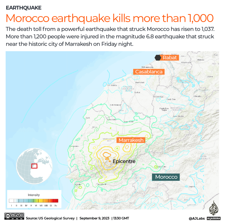 Mappa di aggiornamento INTERATTIVA del terremoto del Marocco 1330gmt-1694272378