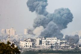 Smoke rises from the northern part of the Gaza