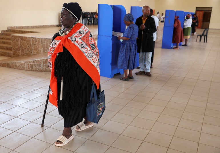 A voter leaves the polling station in eswatini