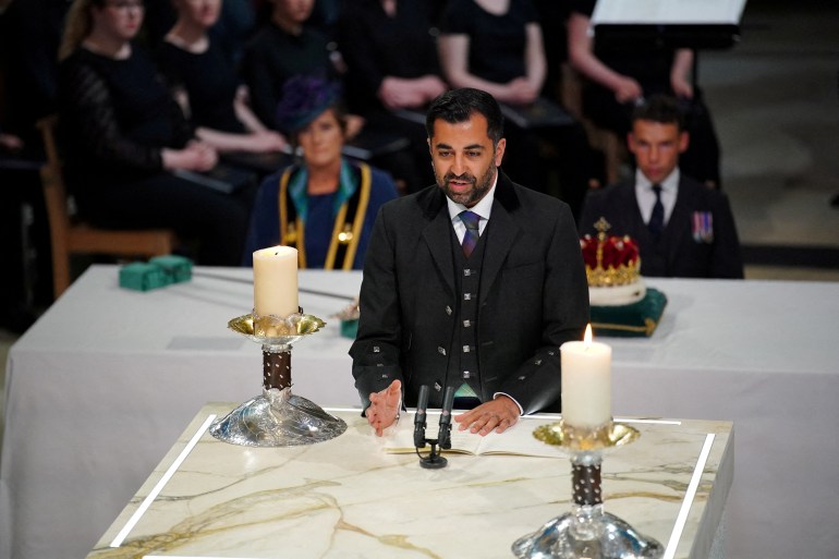 First Minister of Scotland Humza Yousaf speaks during the National Service of Thanksgiving