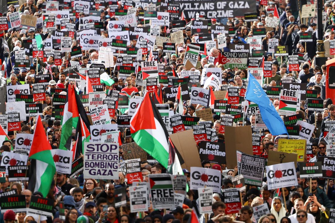 London's 'March For Palestine' draws 100,000 demanding Gaza ceasefire | Israel-Palestine conflict News | Al Jazeera