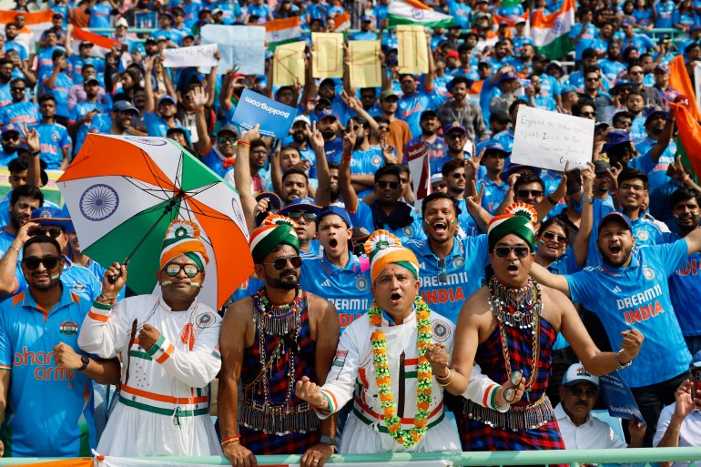 India fans in the stands before the match