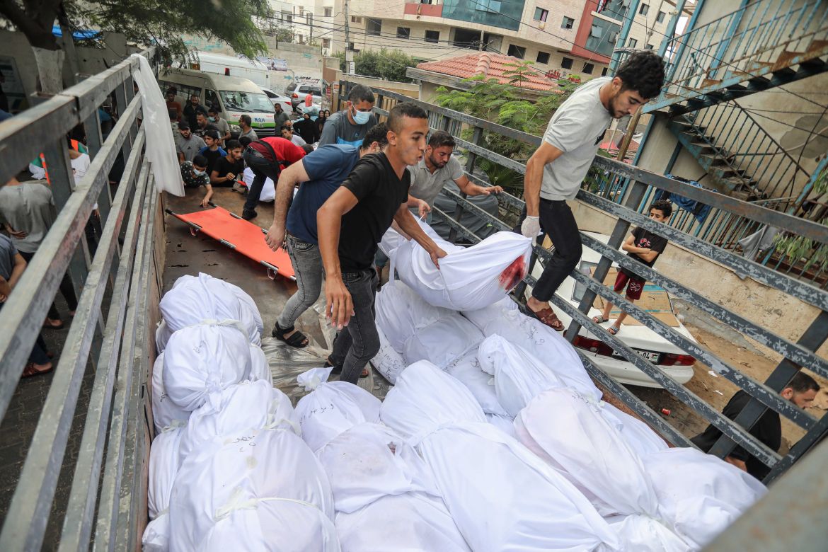 unidentified bodies in Gaza
