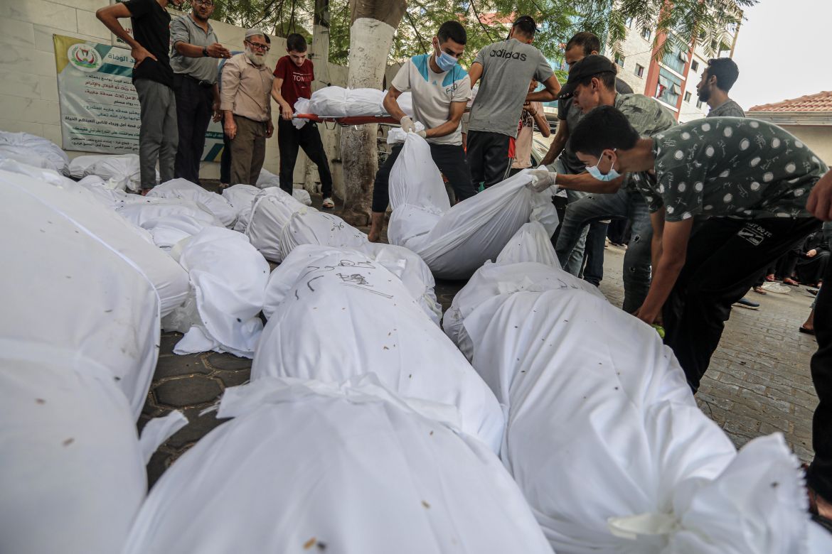 unidentified bodies in Gaza