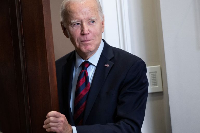 Joe Biden turning to look towards the camera
